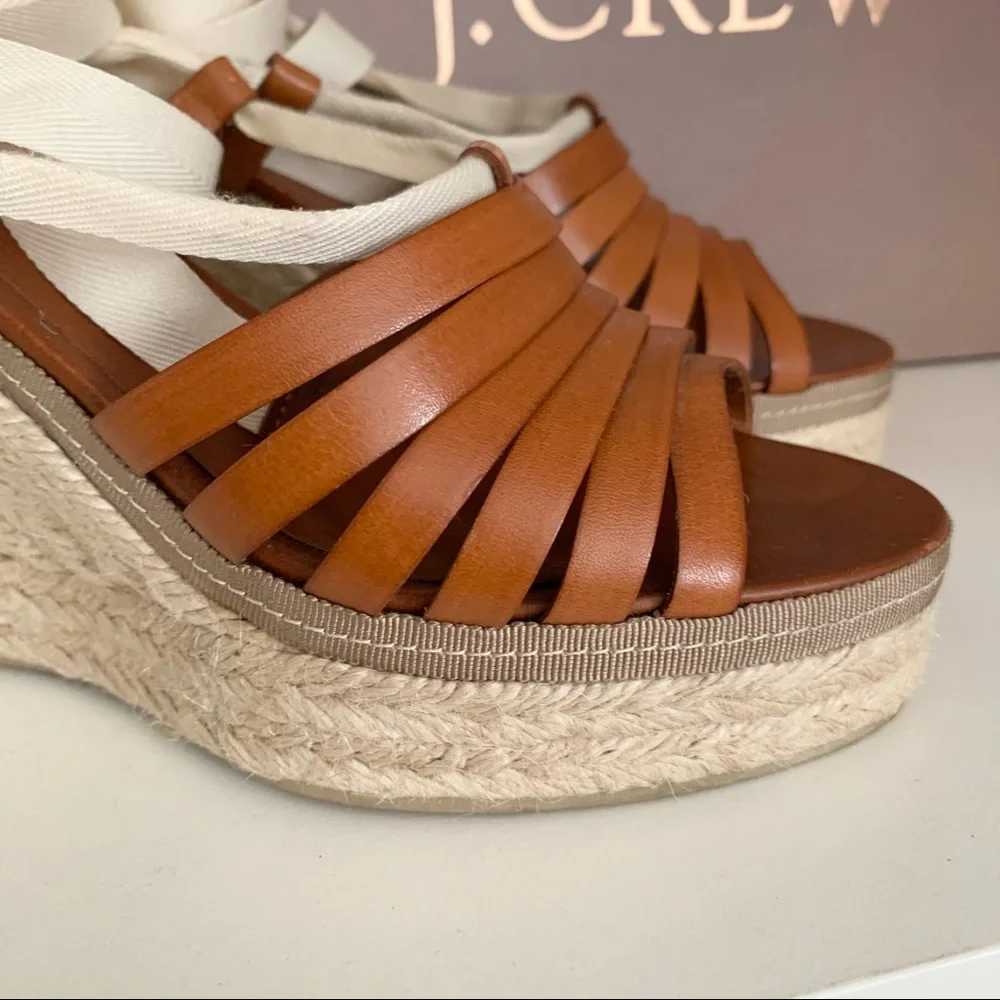 J. Crew leather espadrille wedge sandals Italy